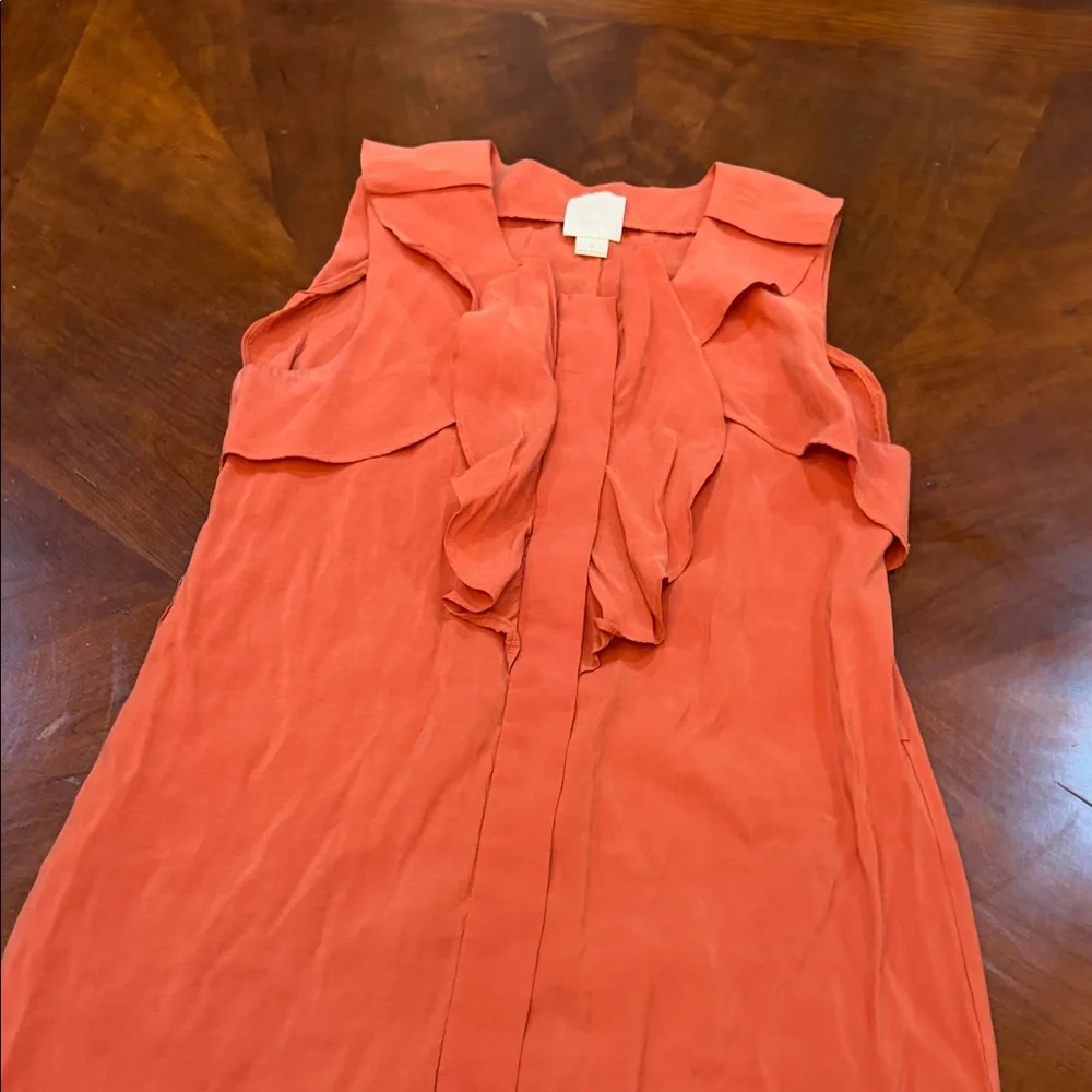 Line & Dot Orange Sleeveless‎ Midi Dress